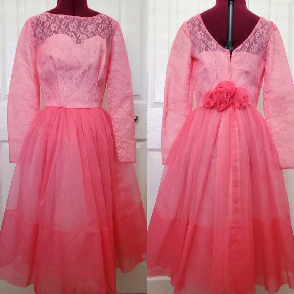 Vintage Pink Prom Dress - Picture 1 of 3